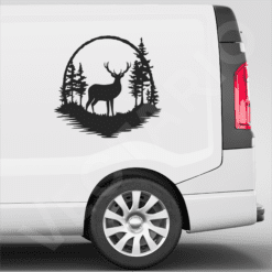 Forest Deer Decal Stag Silhouette Vinyl Nature Scene Sticker