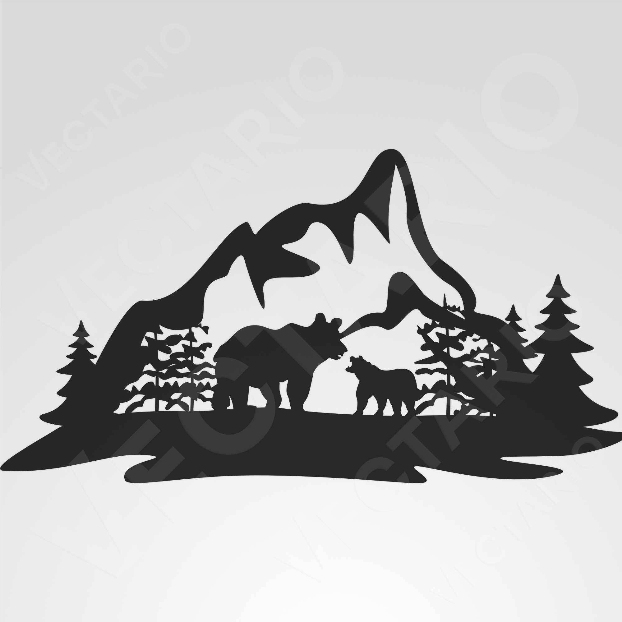 Bear and Cub Mountain Decal Scenic Forest Vinyl Wildlife Nature Sticker - Image 2