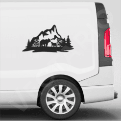 Bear and Cub Mountain Decal Scenic Forest Vinyl Wildlife Nature Sticker