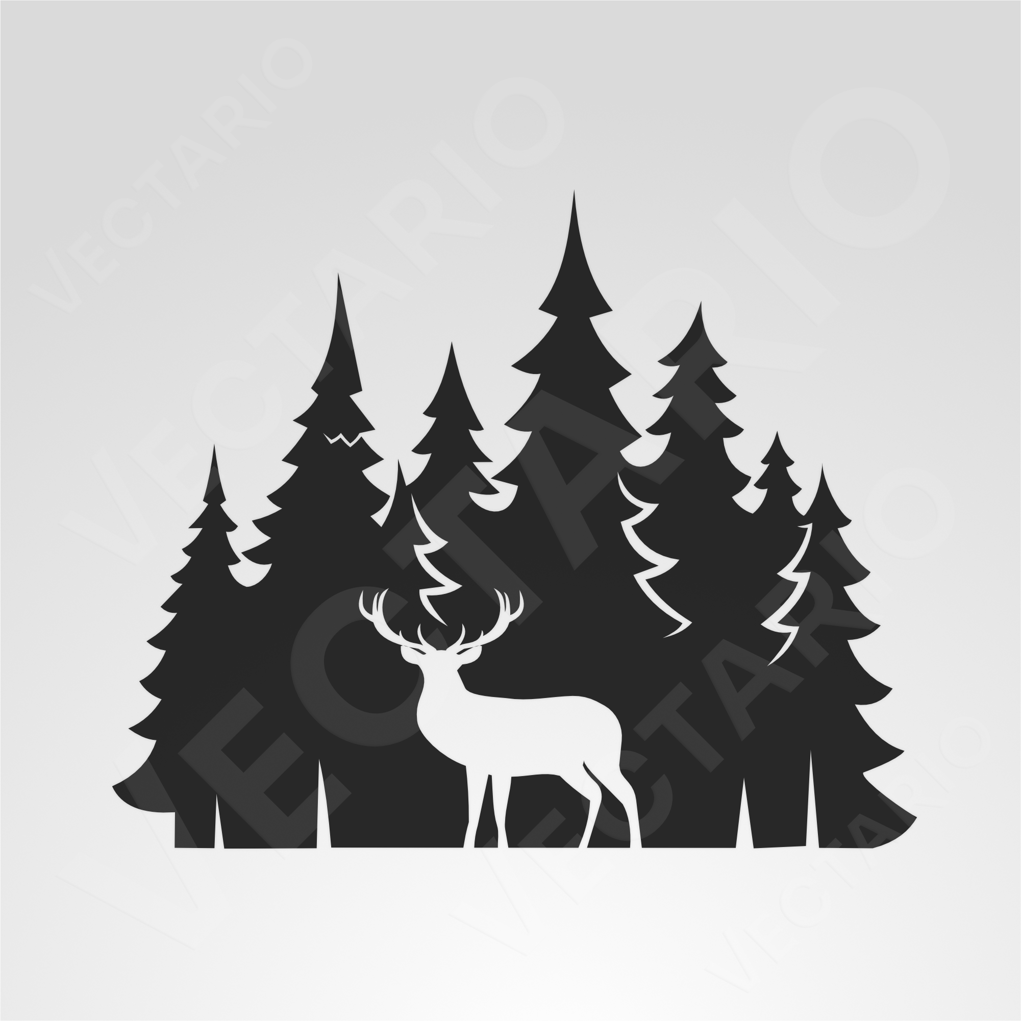 Stag in Pine Forest Vinyl Decal Minimal Nature Scene Van Sticker - Image 2