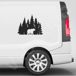 Bear Forest Scene Vinyl Decal Bold Wilderness Silhouette Sticker