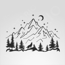 Alternative view of Wolf Howling Mountain Night Scene Decal Scenic Nature Sticker