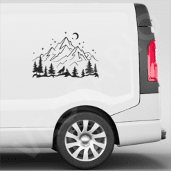 Wolf Howling Mountain Night Scene Decal Scenic Nature Sticker