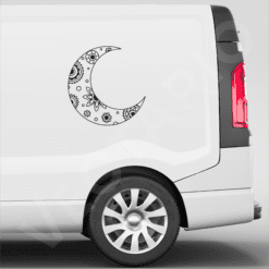 Floral Mandala Moon Decal Crescent Moon Sticker Boho Lunar Vinyl Art