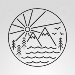 Alternative view of Mountain Sun Decal Scenic Adventure Vinyl Sticker Nature Line Art Decal