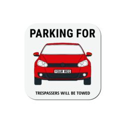 Personalised VW Golf ceramic mug with custom name or registration plate, perfect gift for car enthusiasts and car lovers.