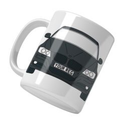 Personalised BMW 3 Series E90 ceramic mug with custom name or registration plate, perfect gift for car enthusiasts and BMW lovers.