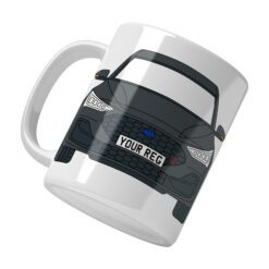 Personalised Ford Focus ST ceramic mug with custom name or registration plate, perfect gift for car enthusiasts and car lovers.