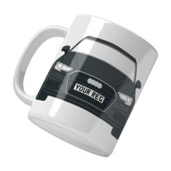 Personalised Audi A3 ceramic mug with custom name or registration plate, ideal gift for car lovers.