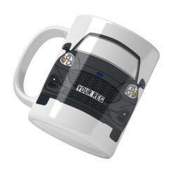 Personalised Ford Puma ceramic mug with custom name or registration plate, perfect gift for car enthusiasts and car lovers.