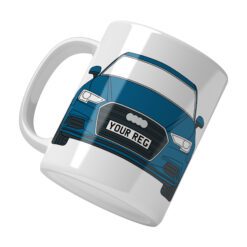 Personalised Audi A3 ceramic mug with custom name or registration plate, ideal gift for car lovers.