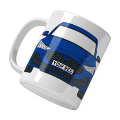 Personalised Ford Focus ST ceramic mug with custom name or registration plate, perfect gift for car enthusiasts and car lovers.