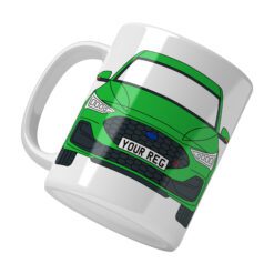 Personalised Ford Focus ST ceramic mug with custom name or registration plate, perfect gift for car enthusiasts and car lovers.