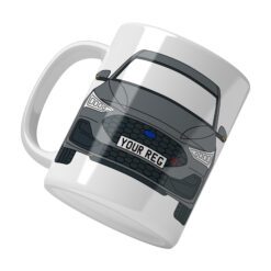 Personalised Ford Focus ST ceramic mug with custom name or registration plate, perfect gift for car enthusiasts and car lovers.