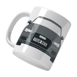 Personalised Audi A3 ceramic mug with custom name or registration plate, ideal gift for car lovers.