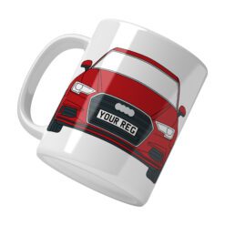 Personalised Audi A3 ceramic mug with custom name or registration plate, ideal gift for car lovers.