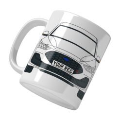 Personalised Ford Focus ST ceramic mug with custom name or registration plate, perfect gift for car enthusiasts and car lovers.