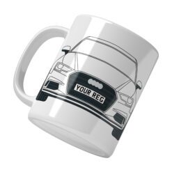 Personalised Audi A3 ceramic mug with custom name or registration plate, ideal gift for car lovers.
