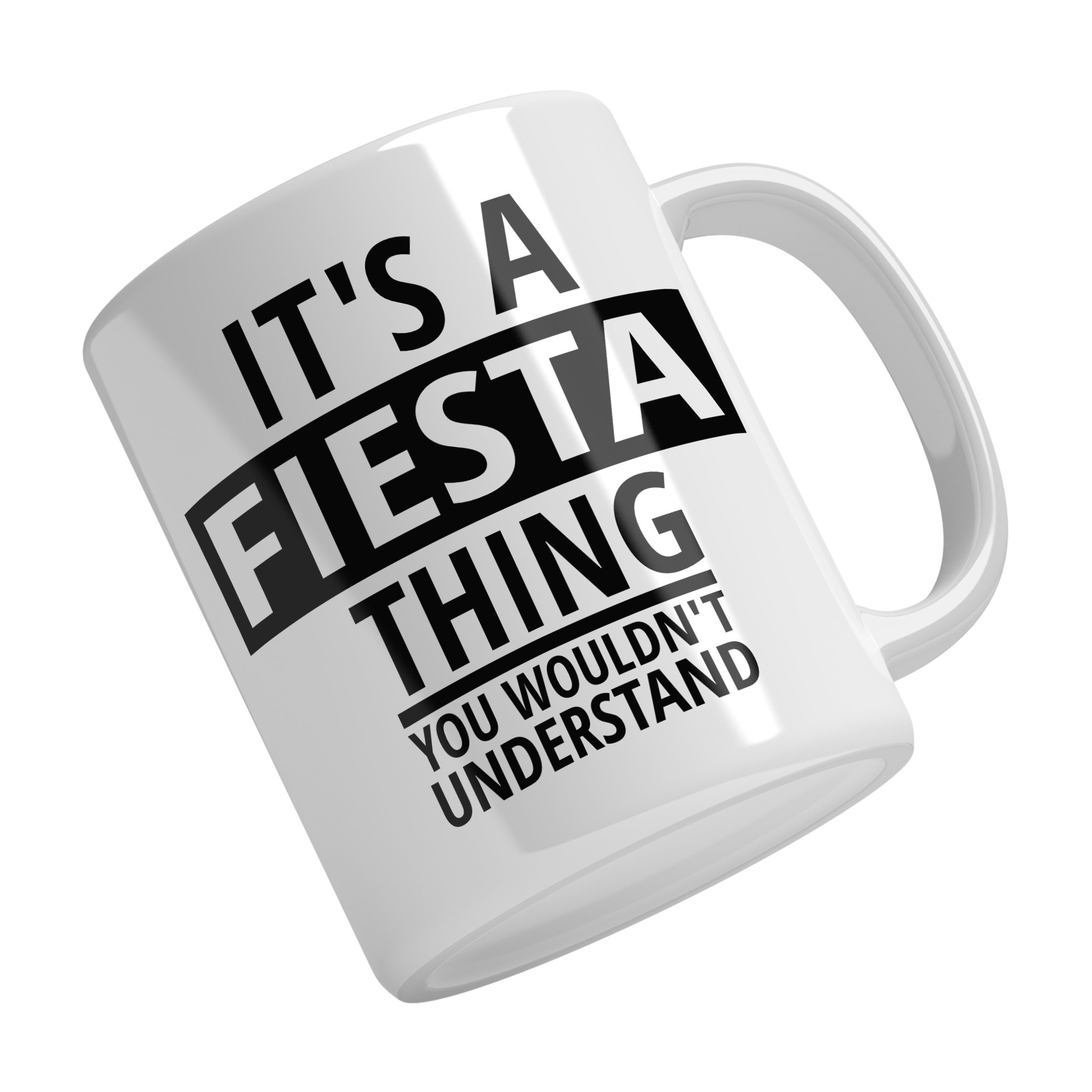 Personalised Ford Fiesta ceramic mug with custom name or registration plate, perfect gift for car enthusiasts and car lovers.