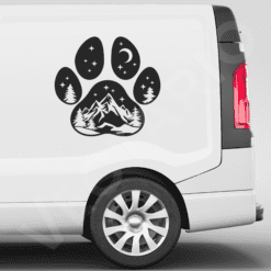 Paw Print Mountain Decal Scenic Nature Vinyl Adventure Wilderness Sticker