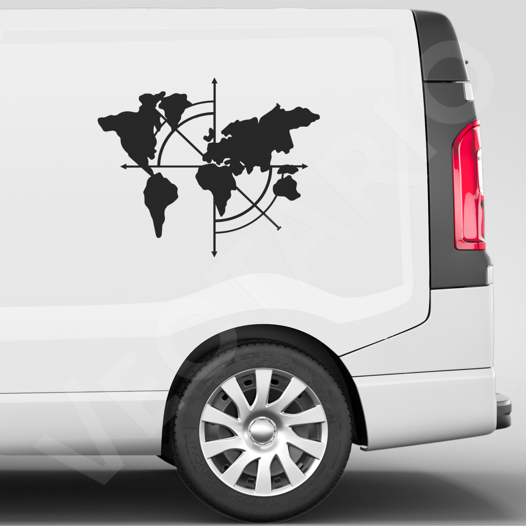World Map Compass Decal Travel Inspired Sticker
