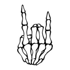 Skeleton hands forming a heart shape in black decal design