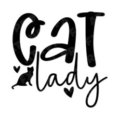 “Cat Lady” vinyl decal in cute script with heart and cat silhouette