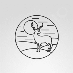 Alternative view of Sunset Stag Scenic Deer Landscape Line Art Decal