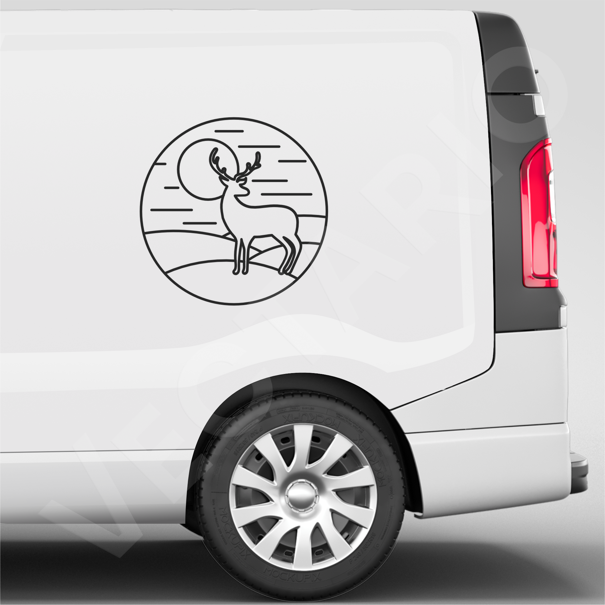 Sunset Stag Scenic Deer Landscape Line Art Decal
