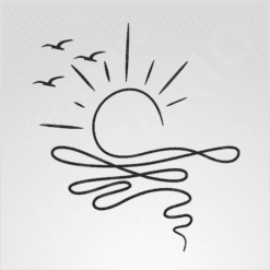 Alternative view of Seaside Serenity Minimal Sunset Wave Line Art Decal