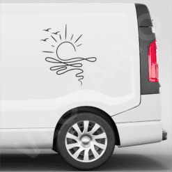 Seaside Serenity Minimal Sunset Wave Line Art Decal