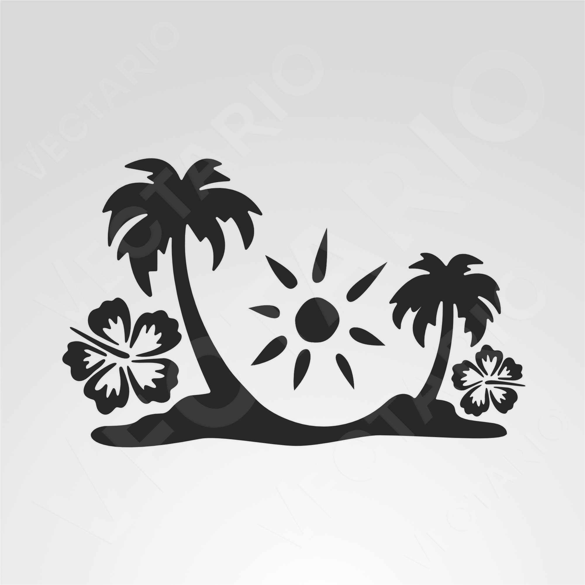 Tropical Vibes Island Sun & Hibiscus Palm Tree Van Decal - Image 2