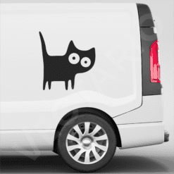 Cute Crazy Eyed Cat Van Decal Funny Pet Lover Sticker