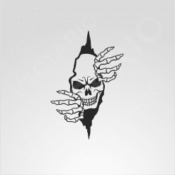 Alternative view of Ripped Skull Decal Skeleton Hands Sticker Creepy Skull Tear Vinyl Art