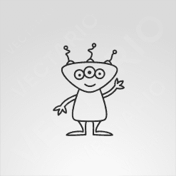 Alternative view of Cute Waving Alien Extraterrestrial Vinyl Sticker