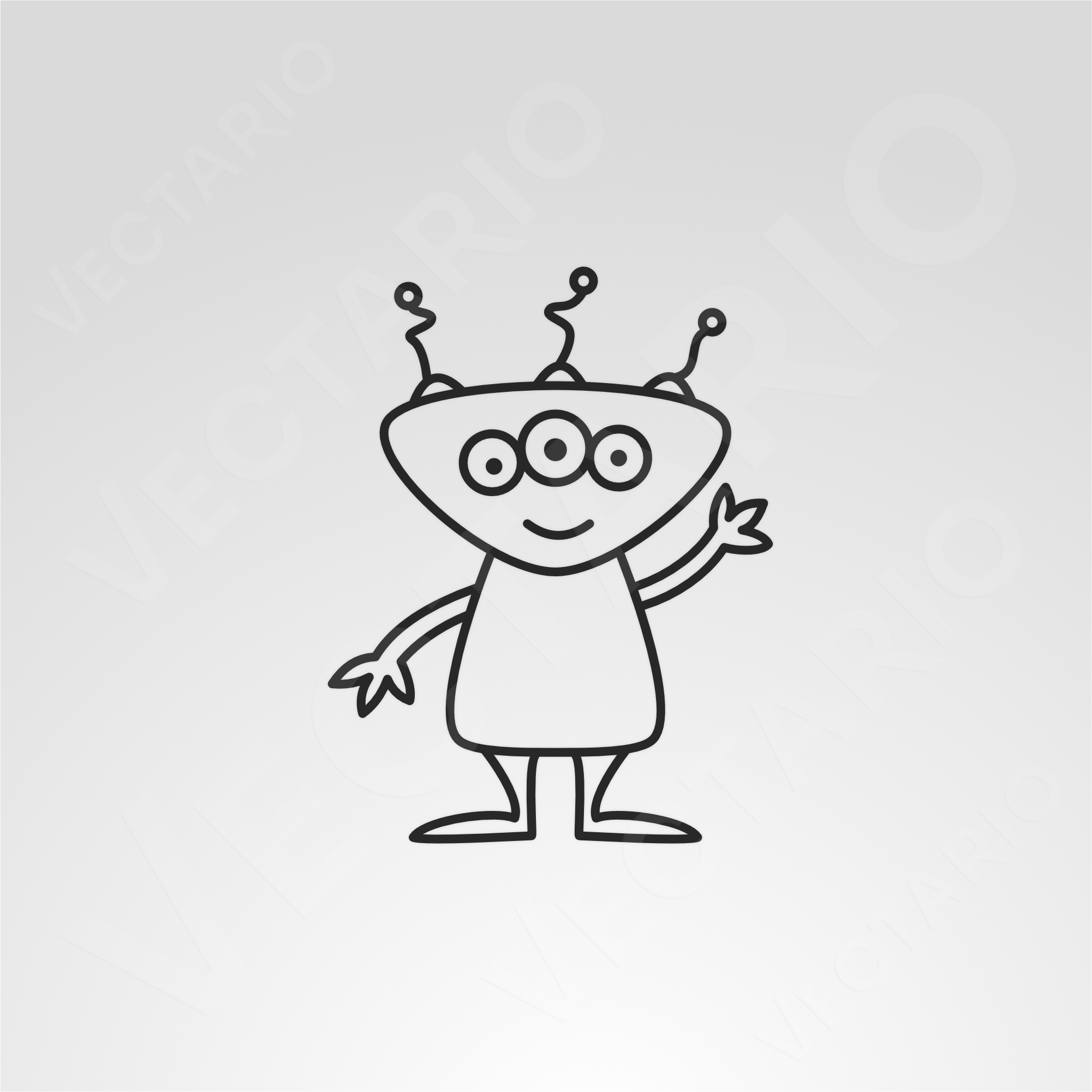 Cute Waving Alien Extraterrestrial Vinyl Sticker - Image 2