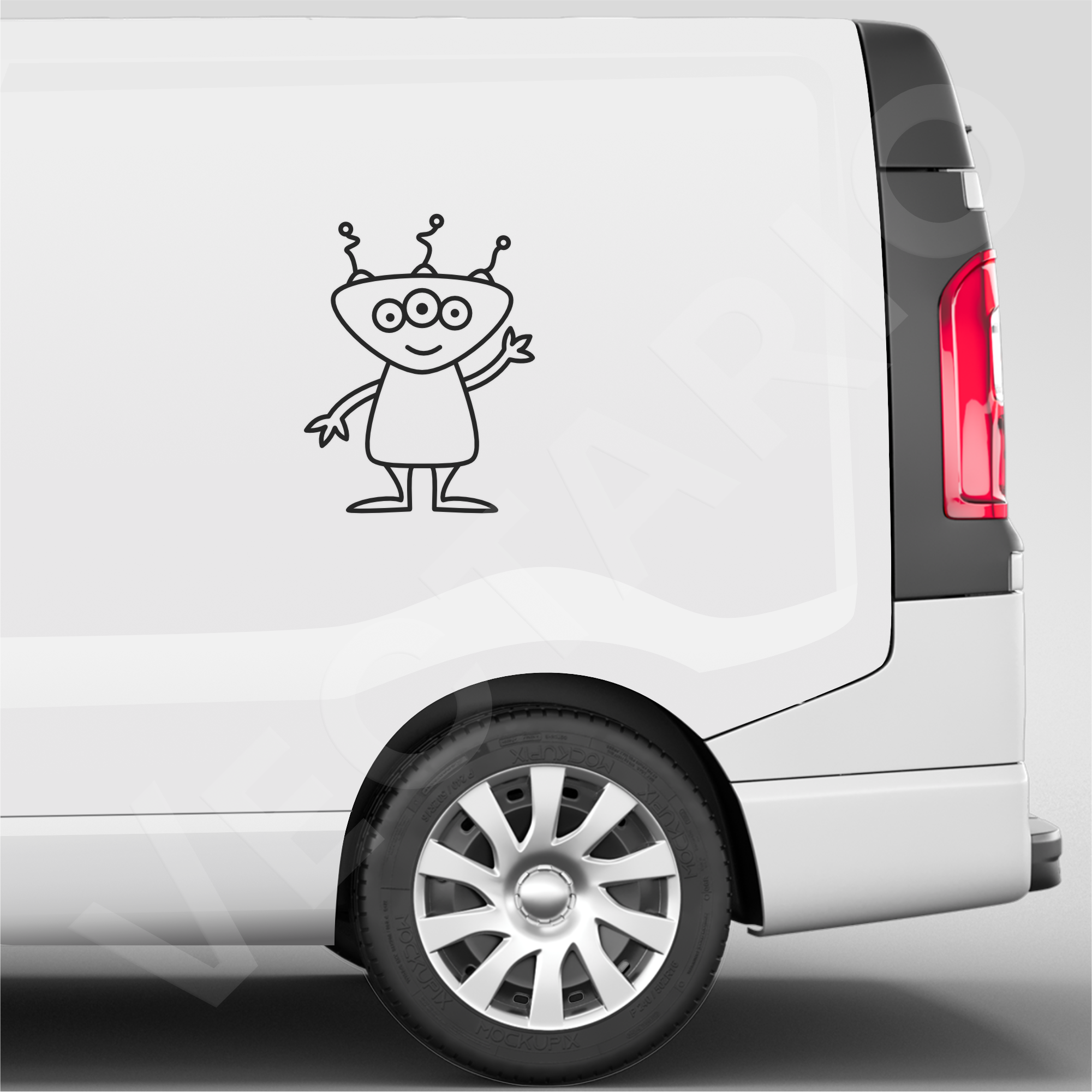 Cute Waving Alien Extraterrestrial Vinyl Sticker