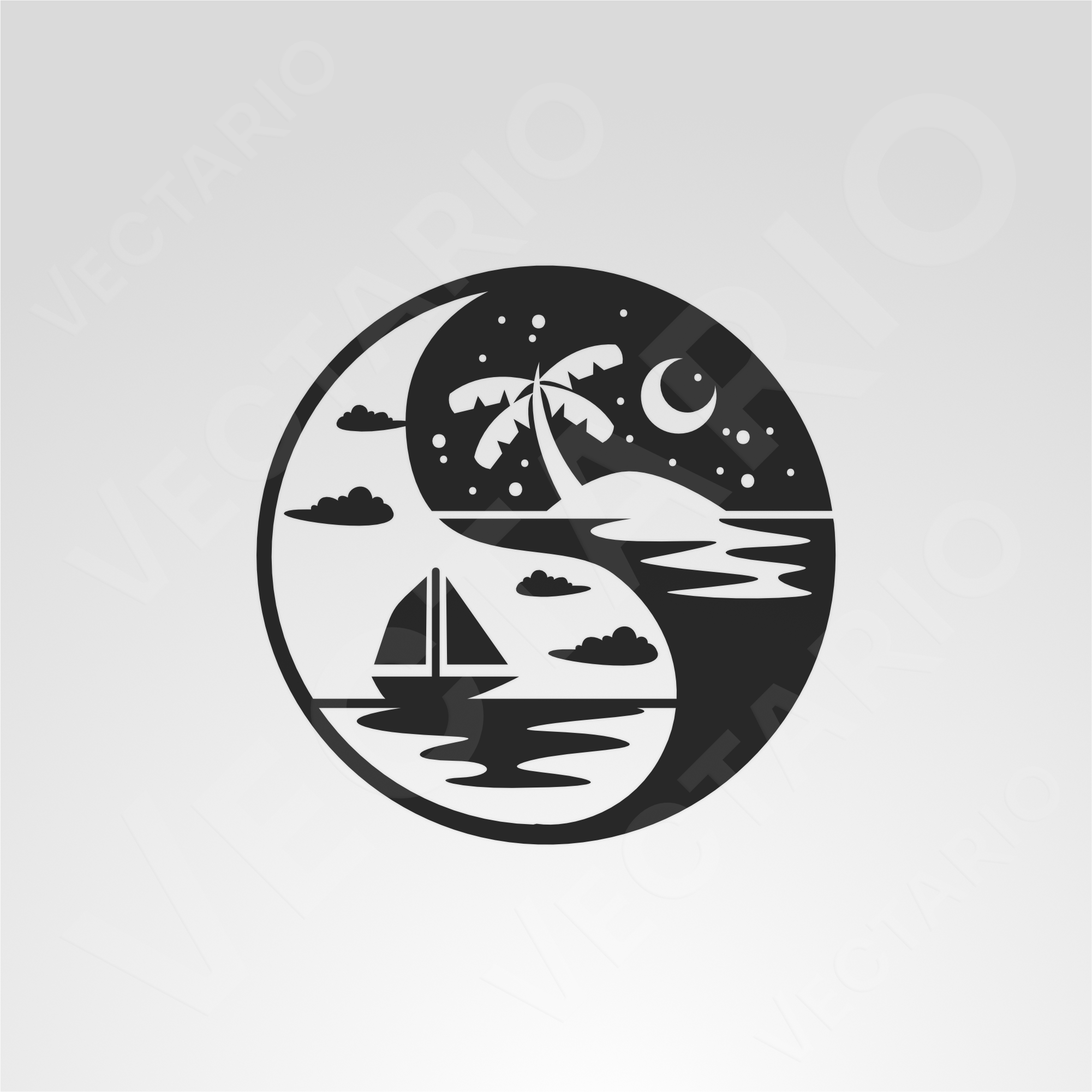 Tropical Yin Yang Decal Palm Tree Beach Boat Vinyl Sticker - Image 2