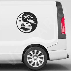 Tropical Yin Yang Decal Palm Tree Beach Boat Vinyl Sticker