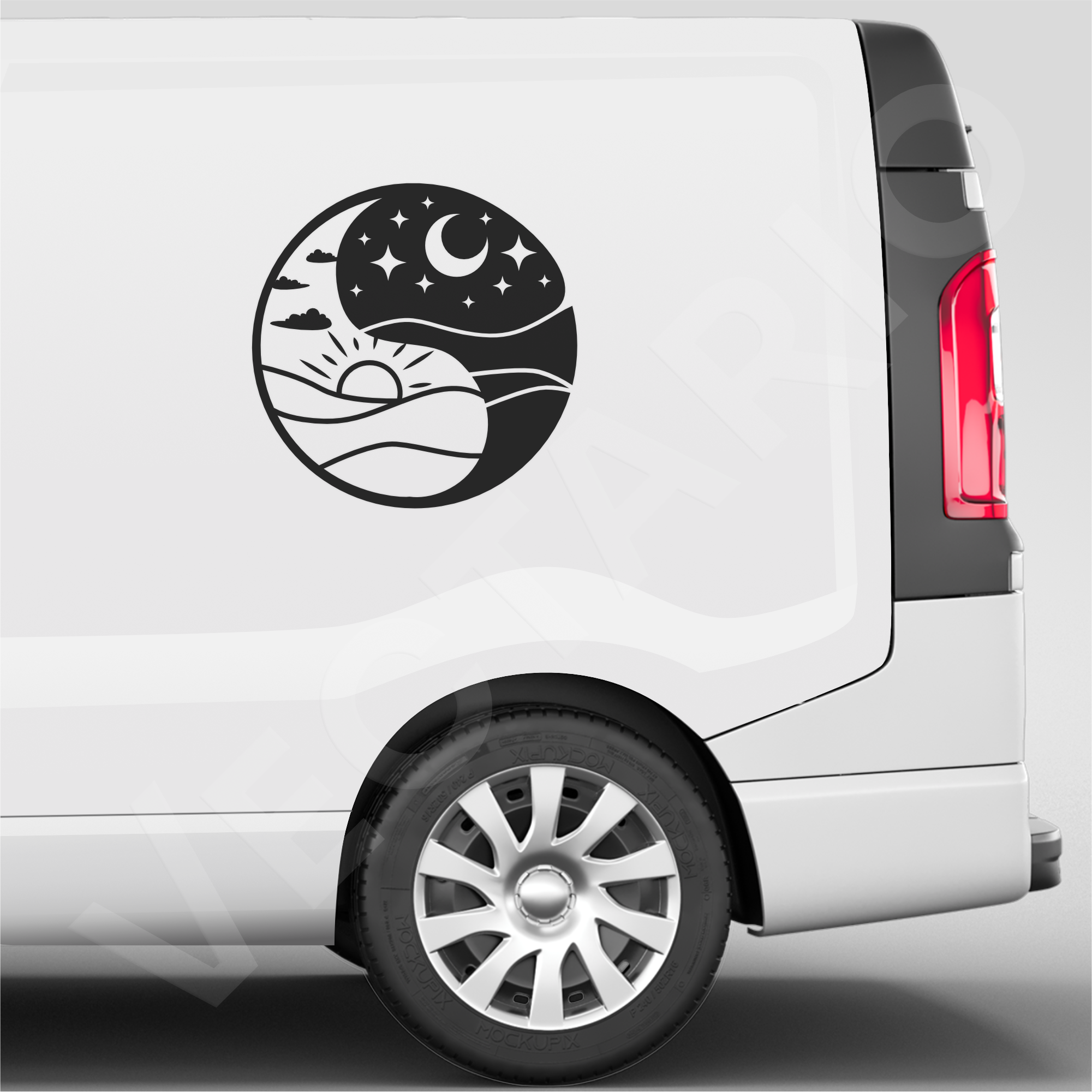 Sun and Moon Yin Yang Decal Day & Night Vinyl Sticker