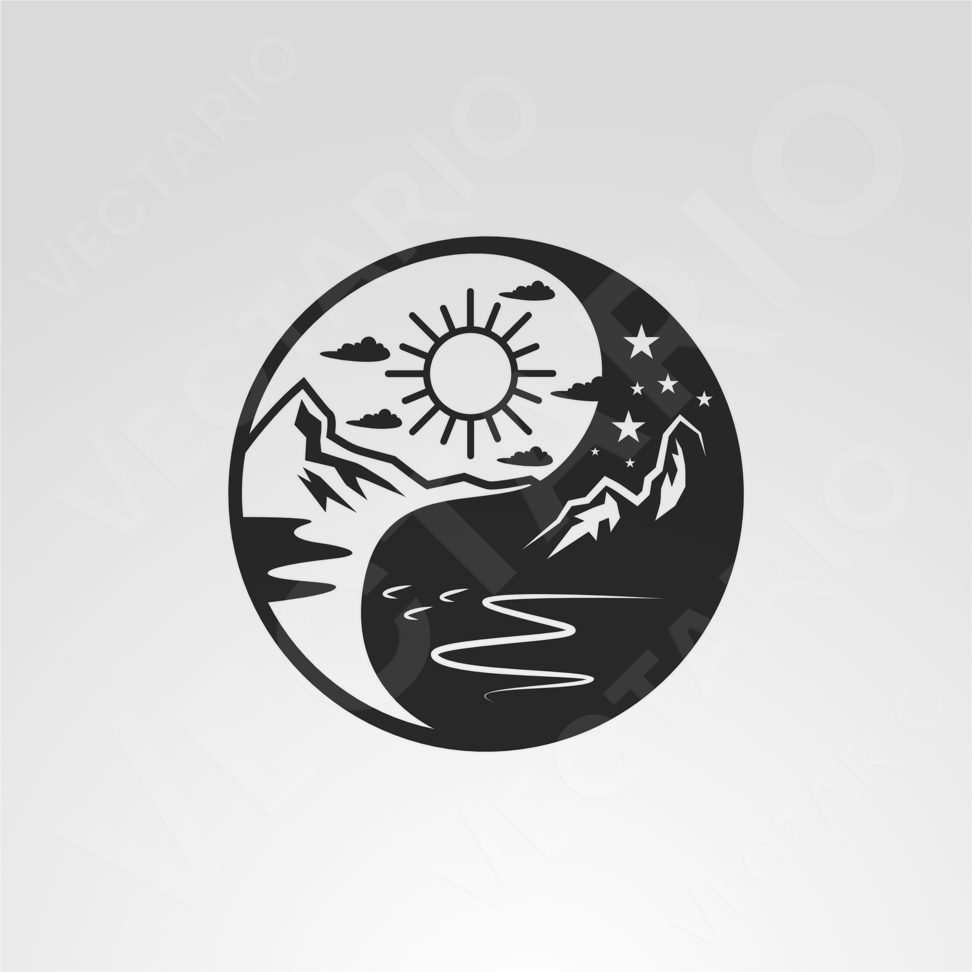 Mountain Yin Yang Decal Nature Vinyl Sticker - Image 2