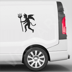 Winged Devil Decal Trident-Wielding Demon Sticker