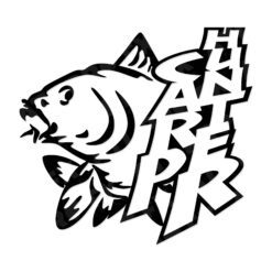 Bold carp hunter vinyl decal with large fish outline and stylised text