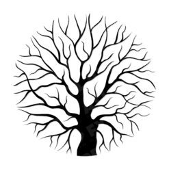Intricate tree of life vinyl decal with bare branches in a circular silhouette