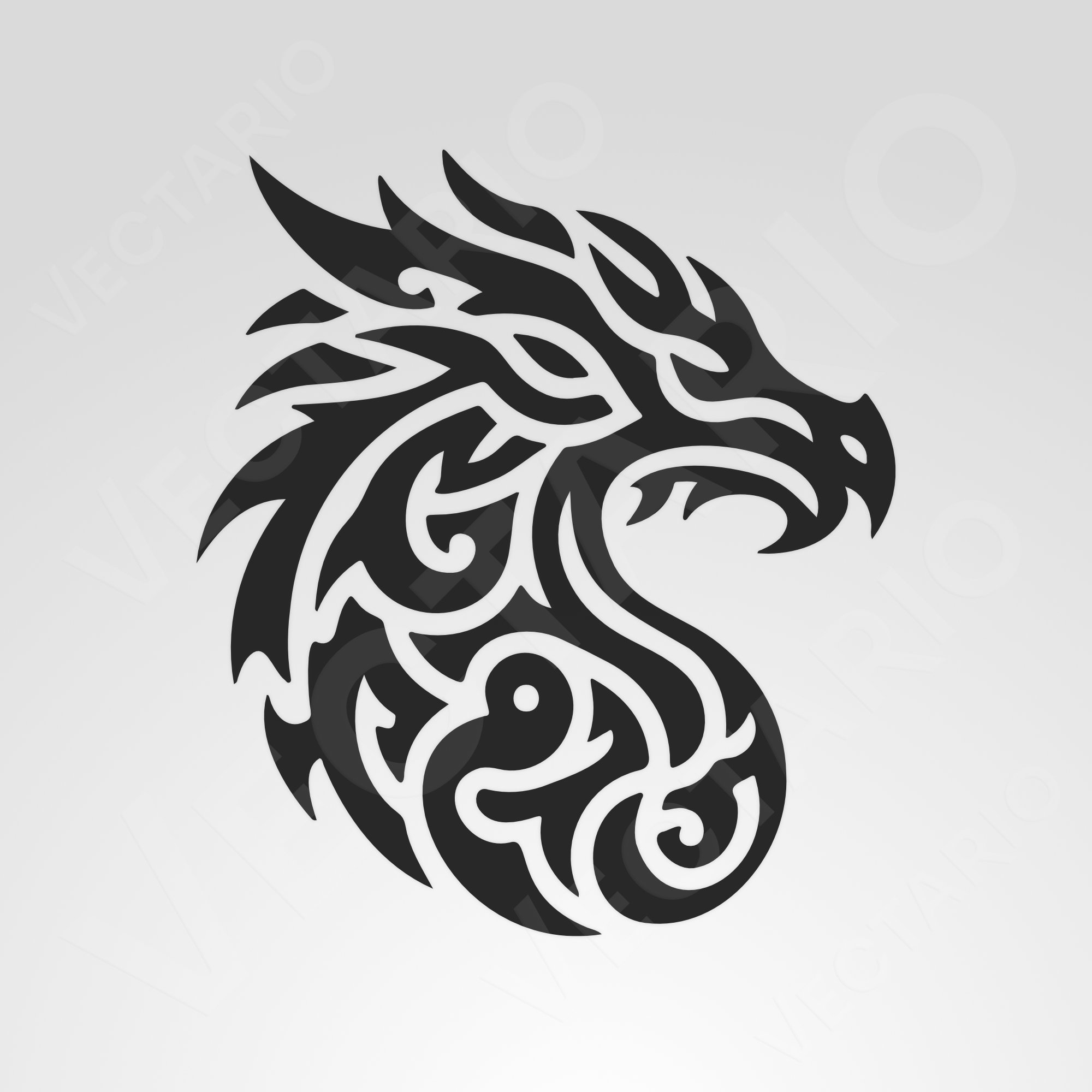 Tribal Dragon Decal Sleek Curved Flame Design Fierce Mythical Head Vinyl Sticker - Image 2