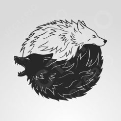 Alternative view of Yin Yang Wolf Decal Dual Spirit Wolves Vinyl Sticker