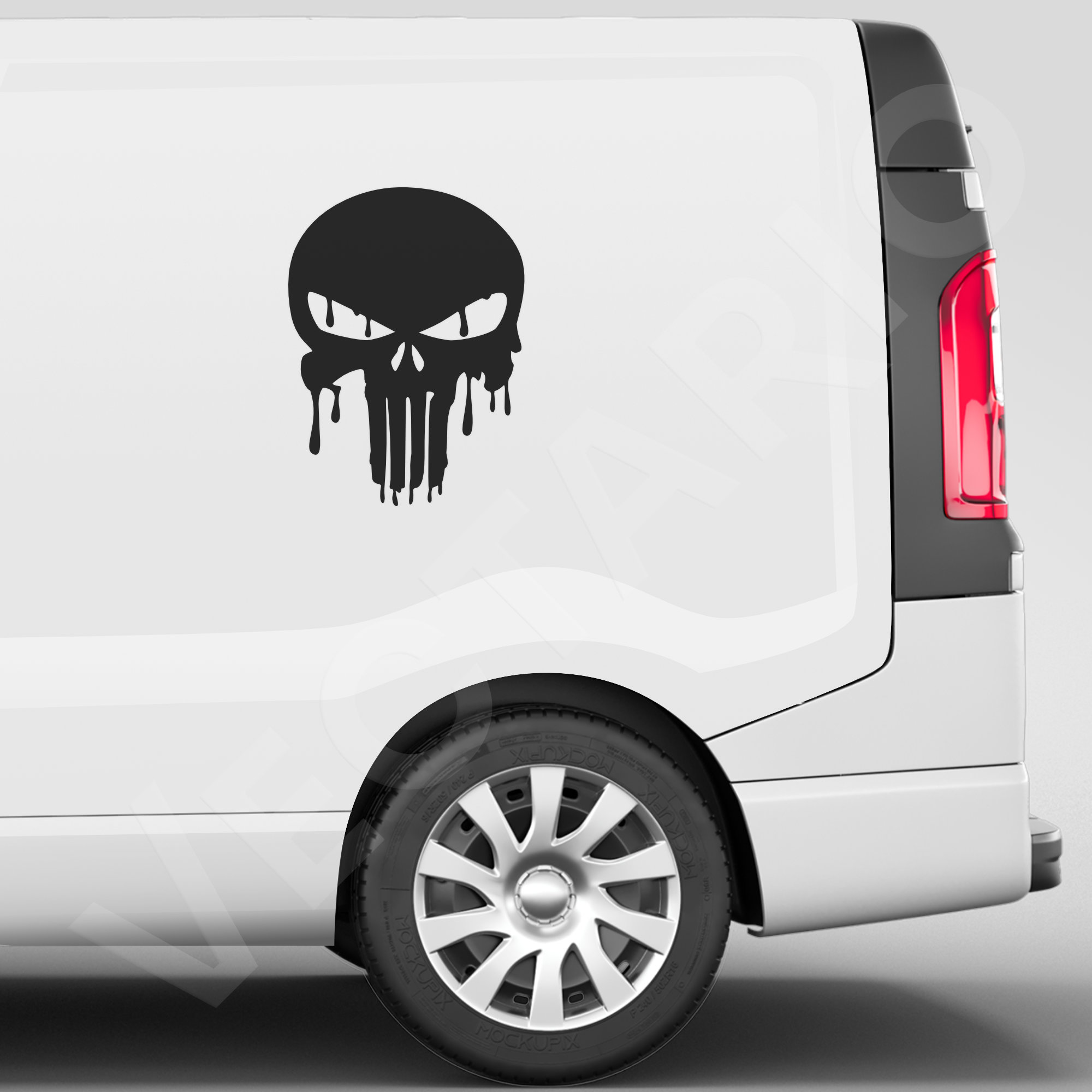 Dripping Skull Decal Punisher Style Melting Skull Sticker Gritty Vinyl Graphic