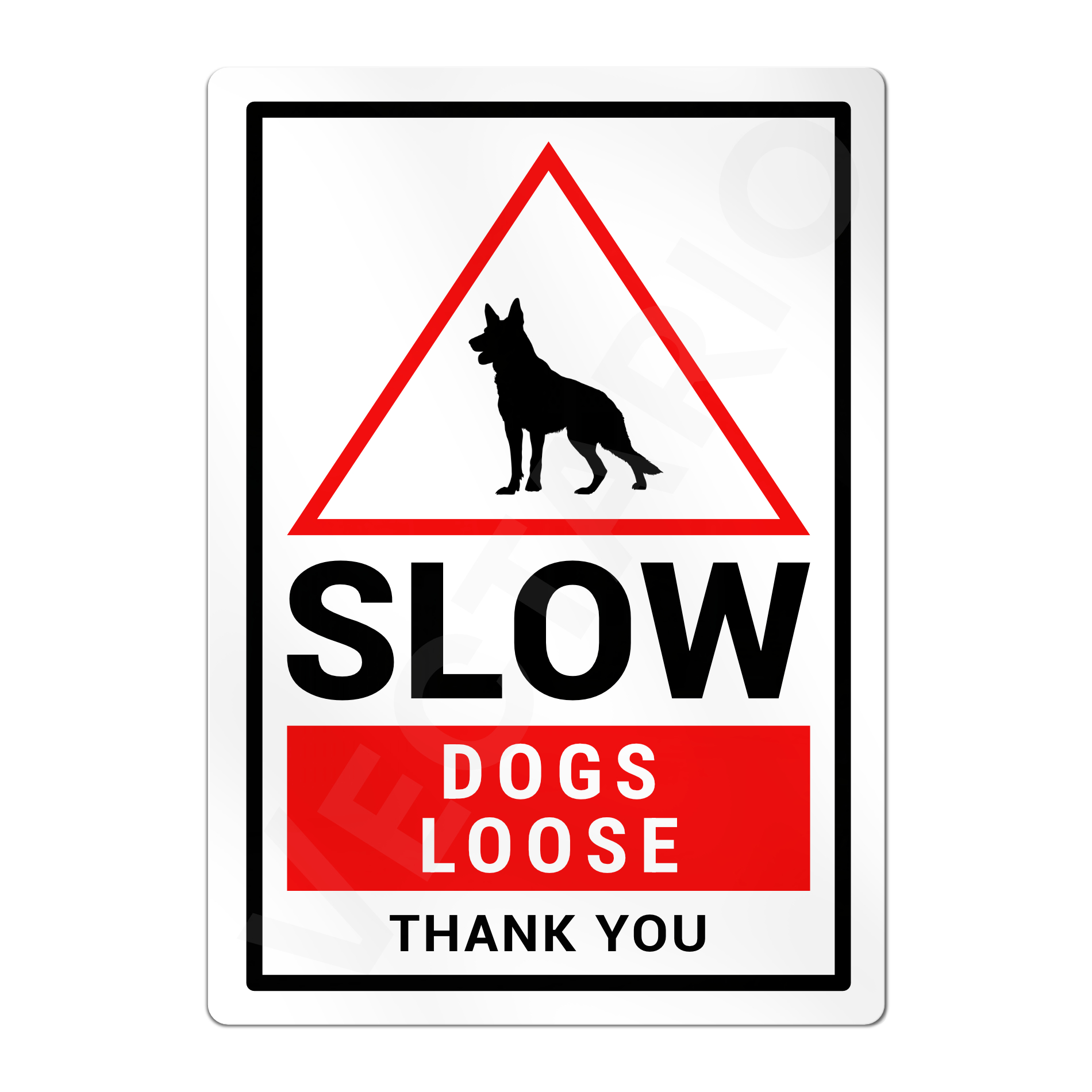 Dog Warning Sign Slow Safety Aluminium Metal Sign - Image 2
