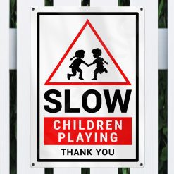 Alternative view of Children Warning Sign Slow Safety Aluminium Metal Sign