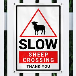 Alternative view of Sheep Warning Sign Slow Safety Aluminium Metal Sign